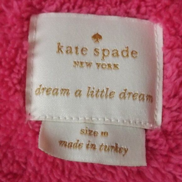 KATE SPADE Plush Robe, M, Bold Pink, Wrap Front, Sash Belt, Fuzzy, Washable - Picture 6 of 14
